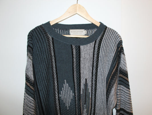 Alexander Lloyd Jacquard 1990's Oversized Cable Knit Sweater