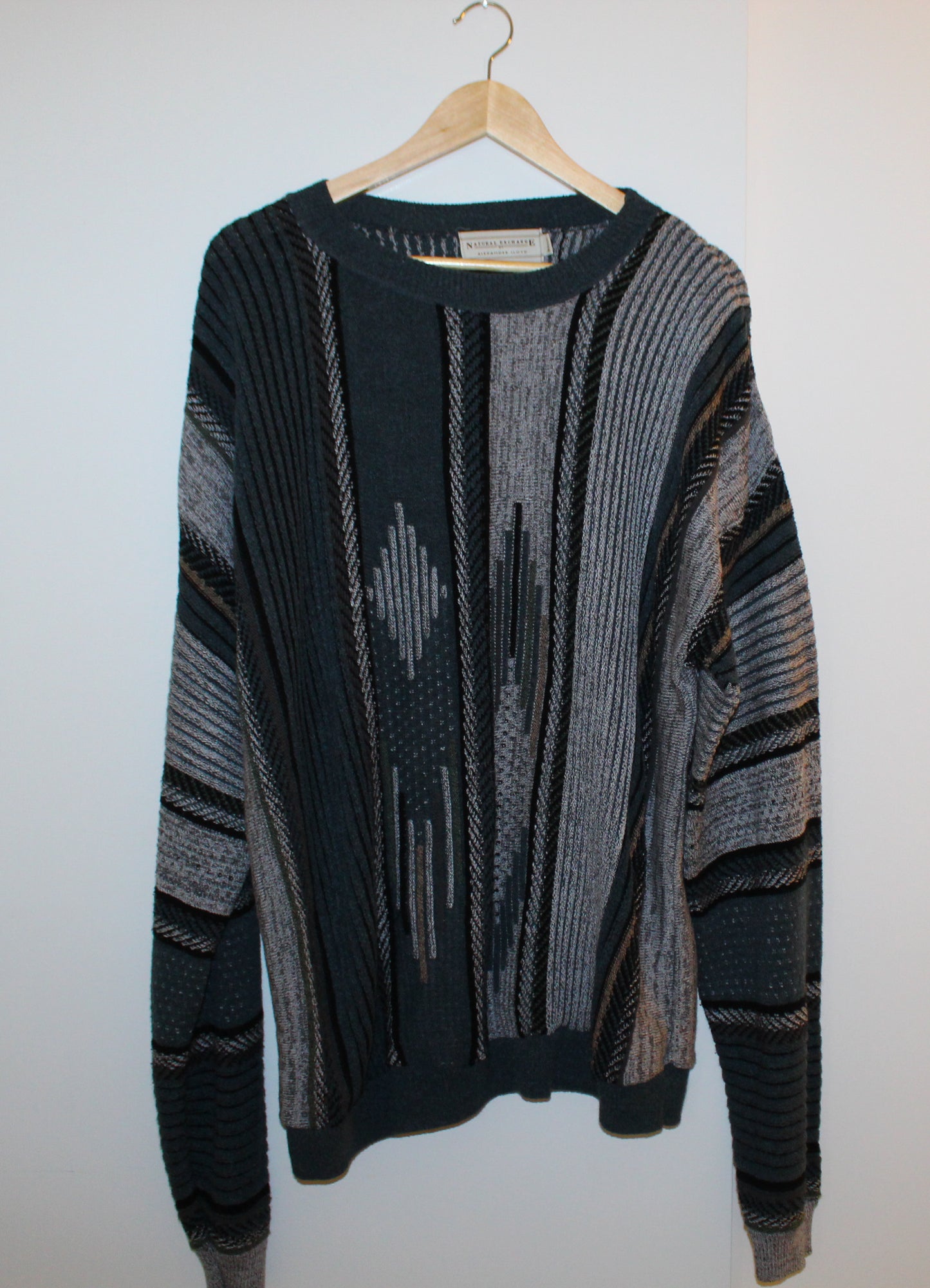 Alexander Lloyd Jacquard 1990's Oversized Cable Knit Sweater