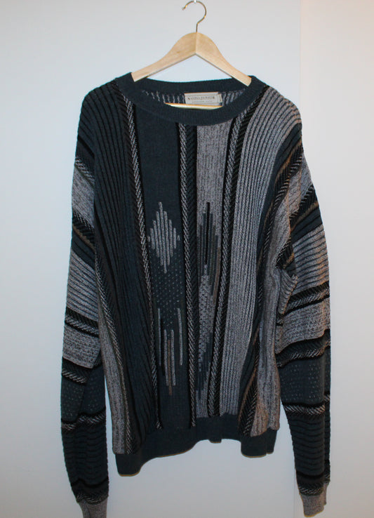 Alexander Lloyd Jacquard 1990's Oversized Cable Knit Sweater